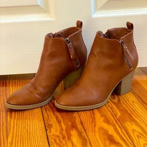 Brown faux leather boots